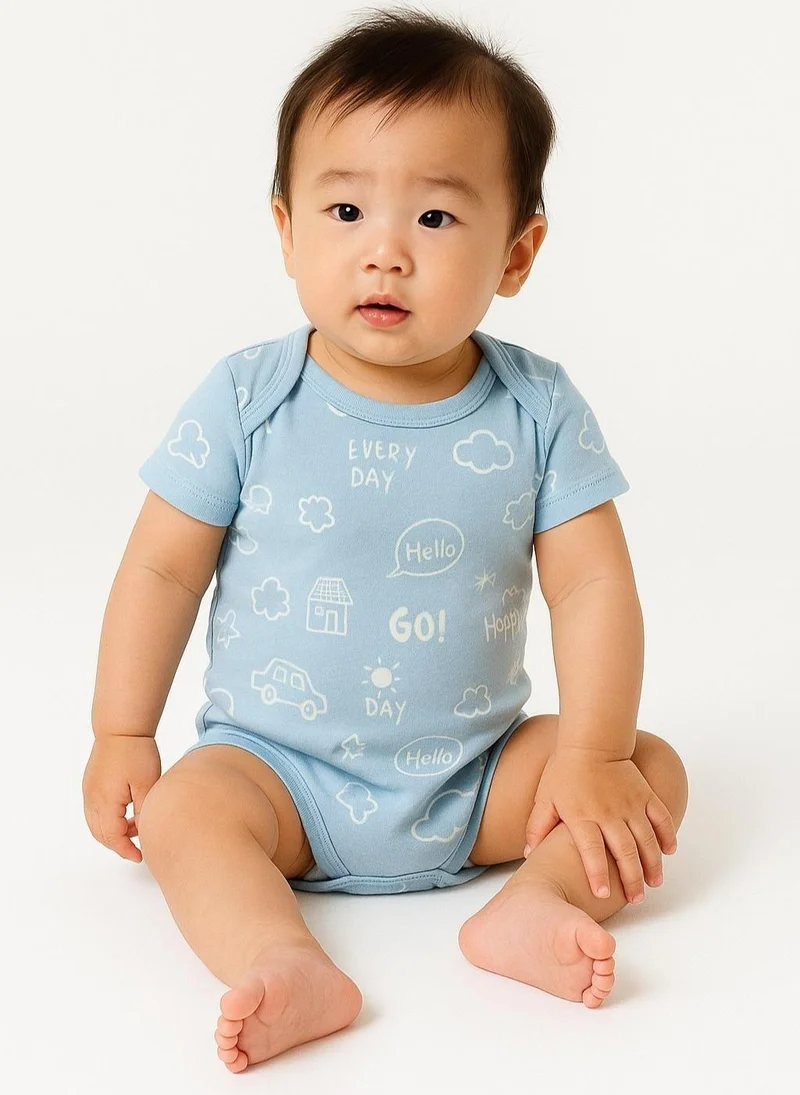 MINOTI Boys short sleeve bodysuits press-stud beige